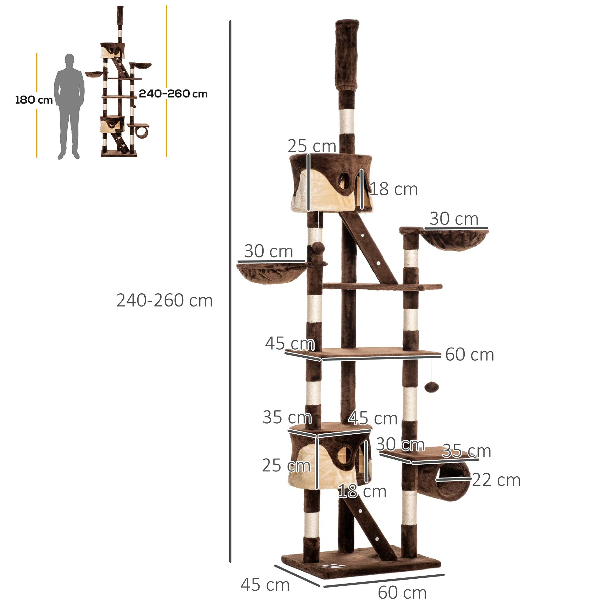 94"-102" Huge Cat Tree Ceiling High Cat Condo Scratching Post Activity Center Multi-Level Play House — image 6