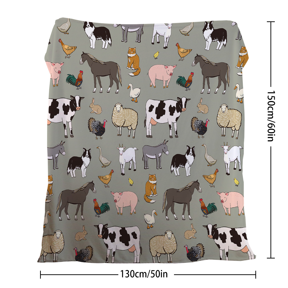 Manta Suave para Varios Animales - Caballo, Cerdo, Dura y Cómoda para Regalo de Cumpleaños para Mujer Decoración Hogar Sofá Cama Oficina Camping Viaje 75x100cm 130x150cm 150x200cm — imagen 2