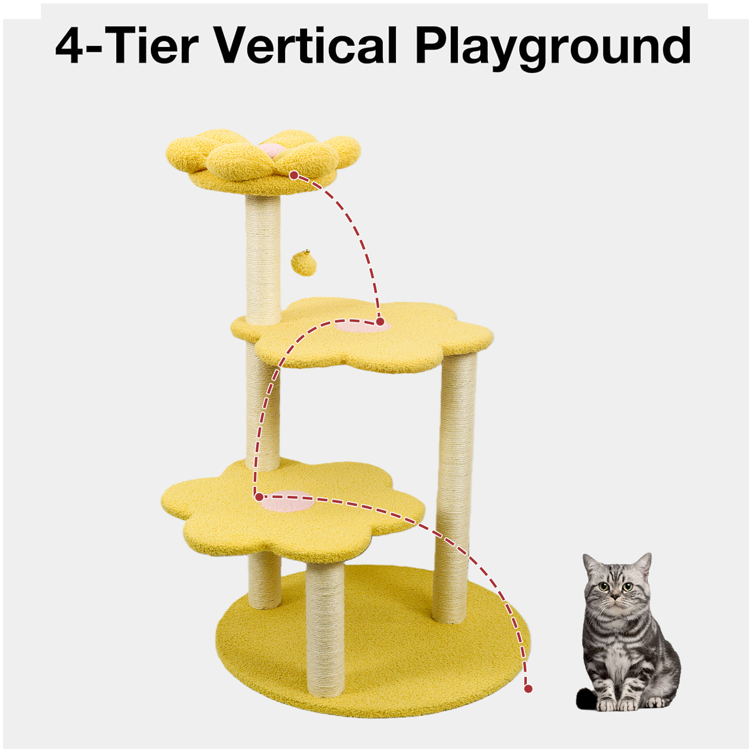 Cat Tree with Removable Cozy Perch & Scratching Posts Hanging & Toy Multi-Level Cat Furniture for Kittens/Cats to Climb, Rest & Play Hanging Toy — image 5