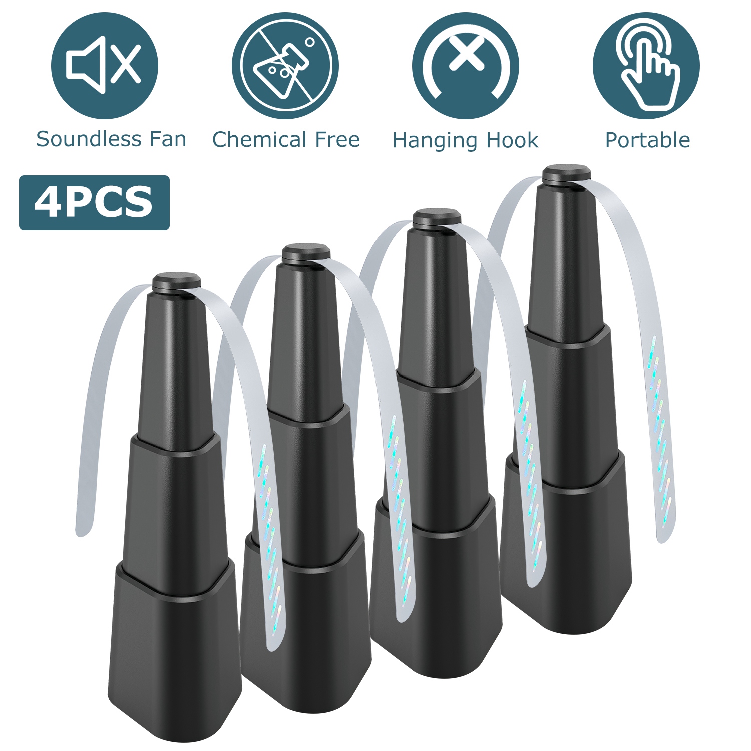 4 Piezas de Ventilador Repelente de Moscas para Verano, de Mesa, a Pilas, Disuasor de Insectos, Ventiladores Colgantes para Comida, Fiestas, BBQ, Picnics y Camping — imagen 1