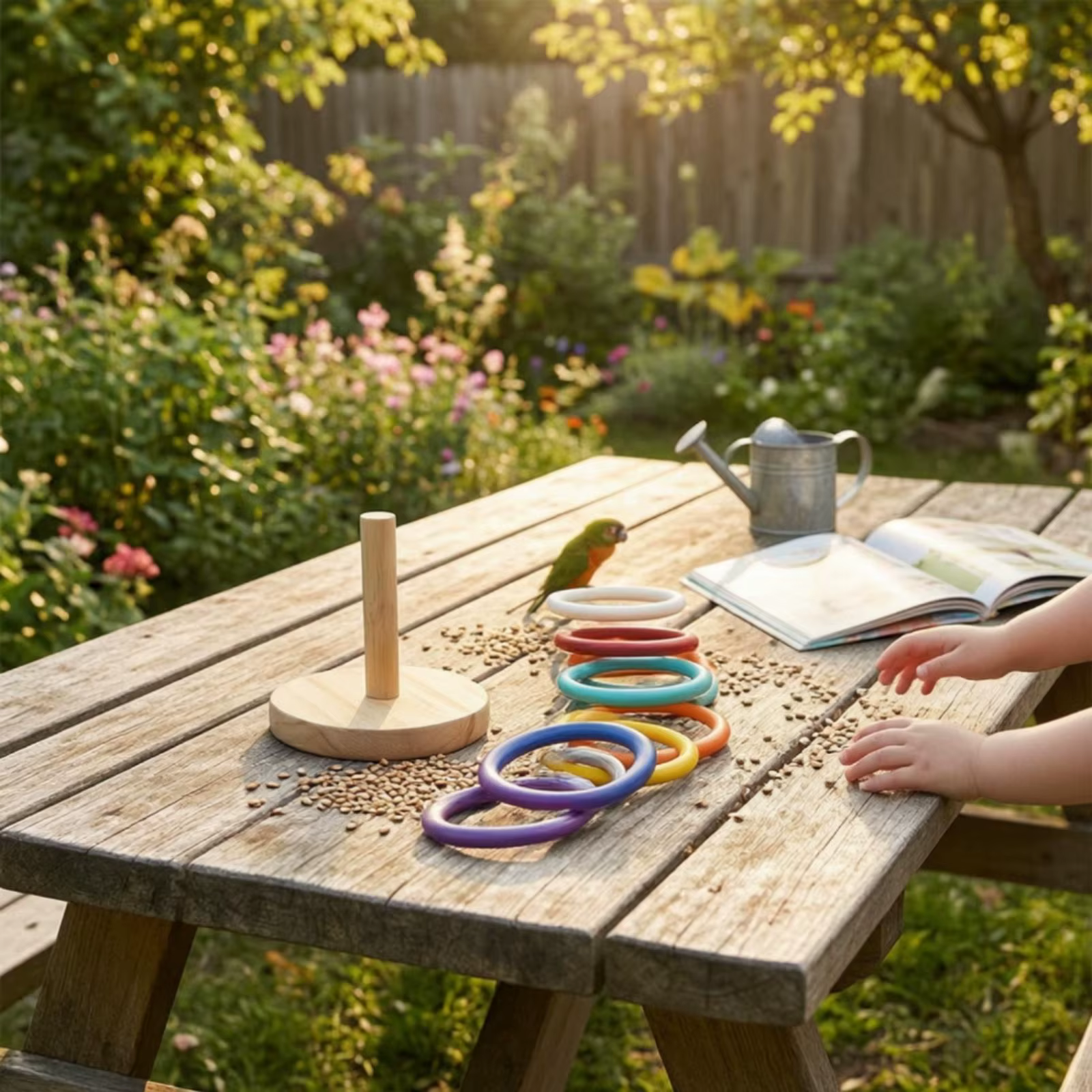 Parrot Training Rings Bird Interactive Toy with Seven Colorful Hoops for Parrot Playground and Learning — image 2