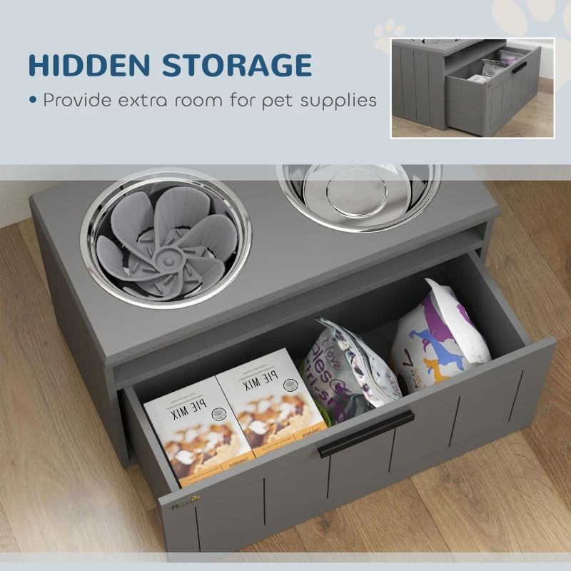 Comedor Elevado para Perros, Gran Raza - Soporte con 2 Tazas Inox de Alimento y Agua + Caja de Almacenamiento y Manta de Alimentación Lenta — imagen 5
