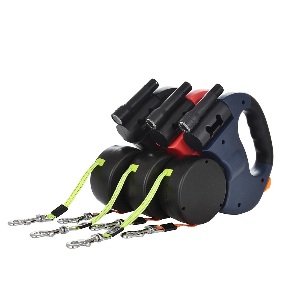 Automatic Retractable Leash With LED Flashlight One Tow Two Double-Headed Dog Walking Leash Dog Chain Pet Supplies — image 1