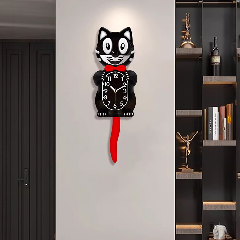 Nueva Clásica Estrella Americana Kit Cat Reloj de Pared: Cola que Se Mueve, Diseño Creativo, Regalo Cálido, Decoración Retro con Diseño Suspendido — imagen 4