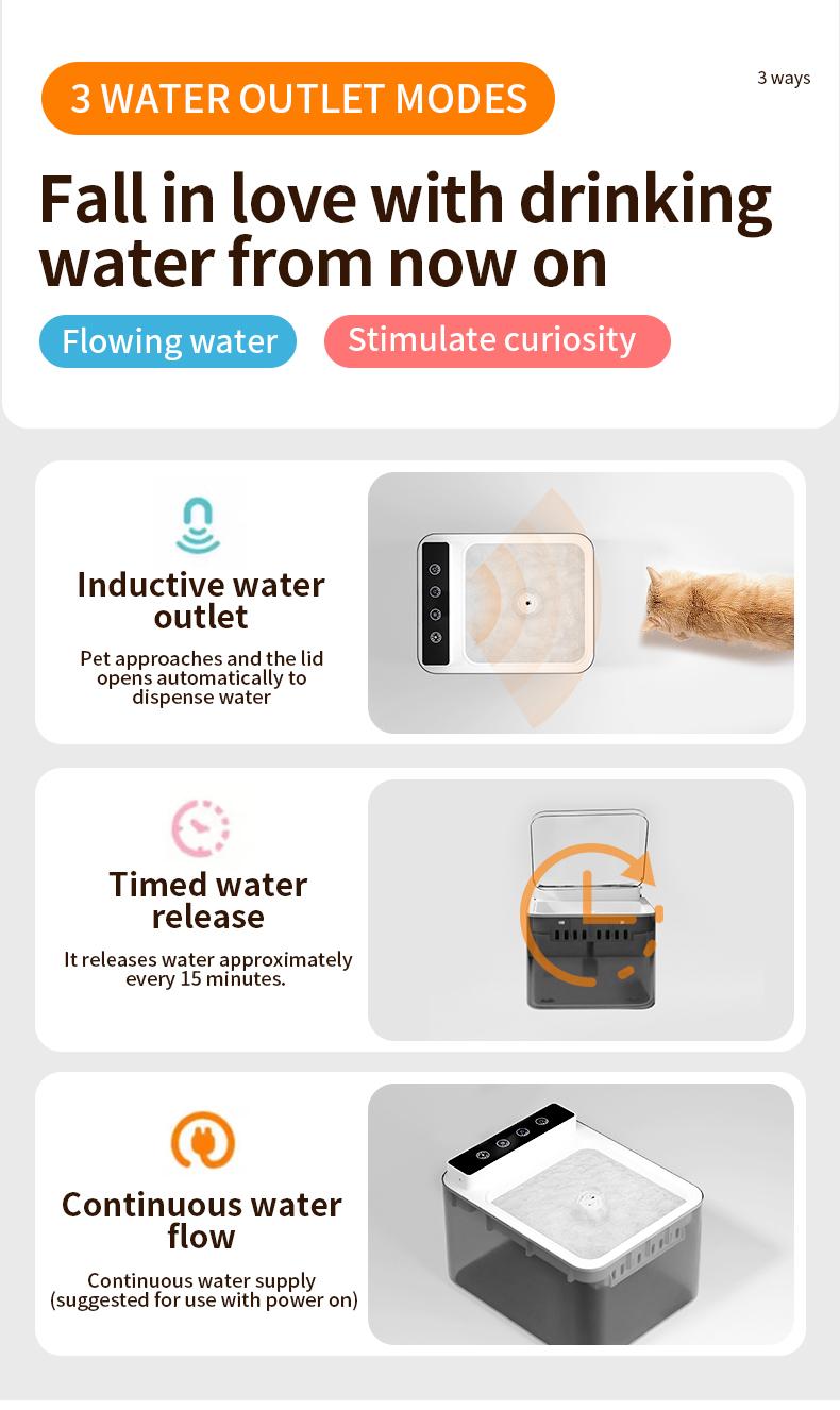 Wireless Charging Battery Driven 304 Stainless Steel Cat Automatic Induction Pet Water Fountain — image 5