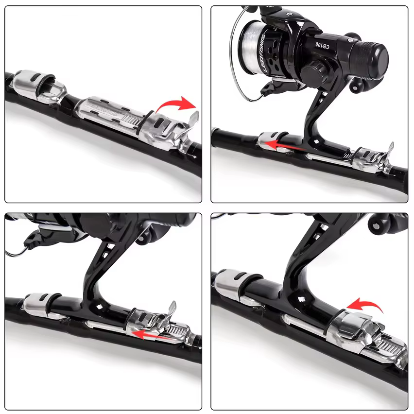 Telescopic Carbon Fishing Pole Metal Spinning Reels 1.5m Winter Ice Fishing Rod Combos Sets for Travel Poles Tackle Outdoor — image 2