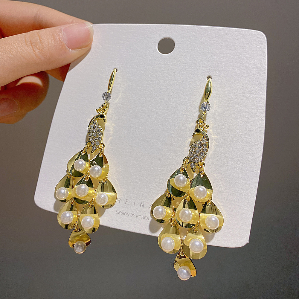 Korean Style Fashion Phoenix Super Fairy Exaggerated Earrings High-End Temperament Long Earrings New Earrings — image 1