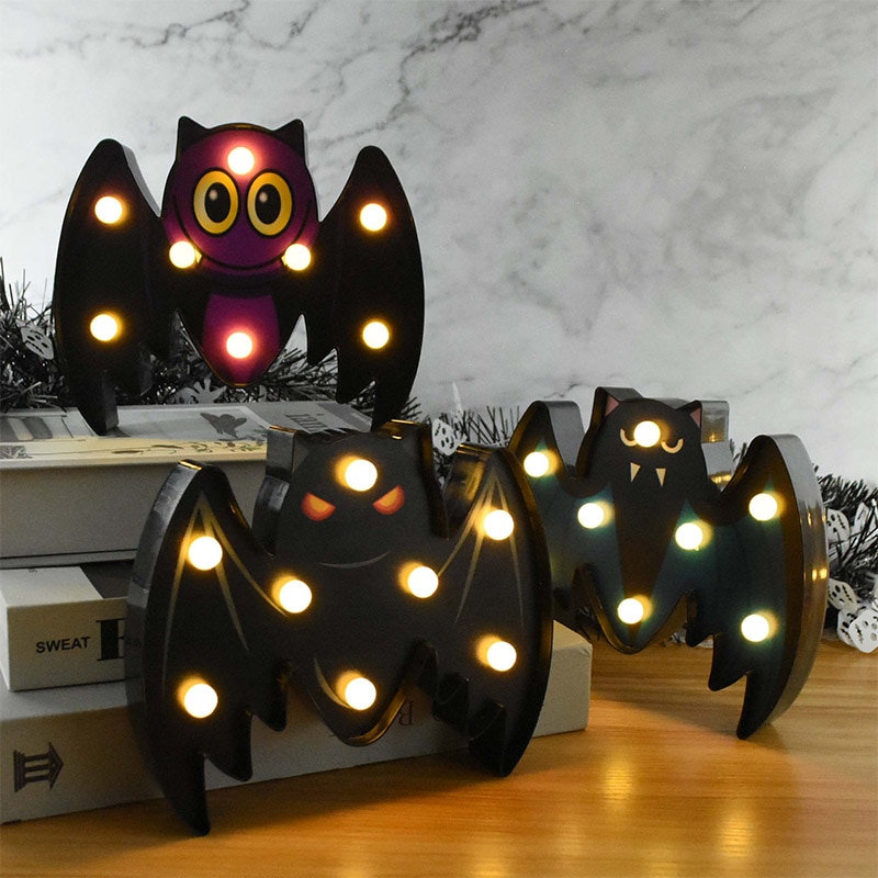 Halloween LED Lights Horror Pumpkin Ghost Bat Spider Night Lights Ornament Halloween Party Props Home Bar Table Lamp Decorations — image 5