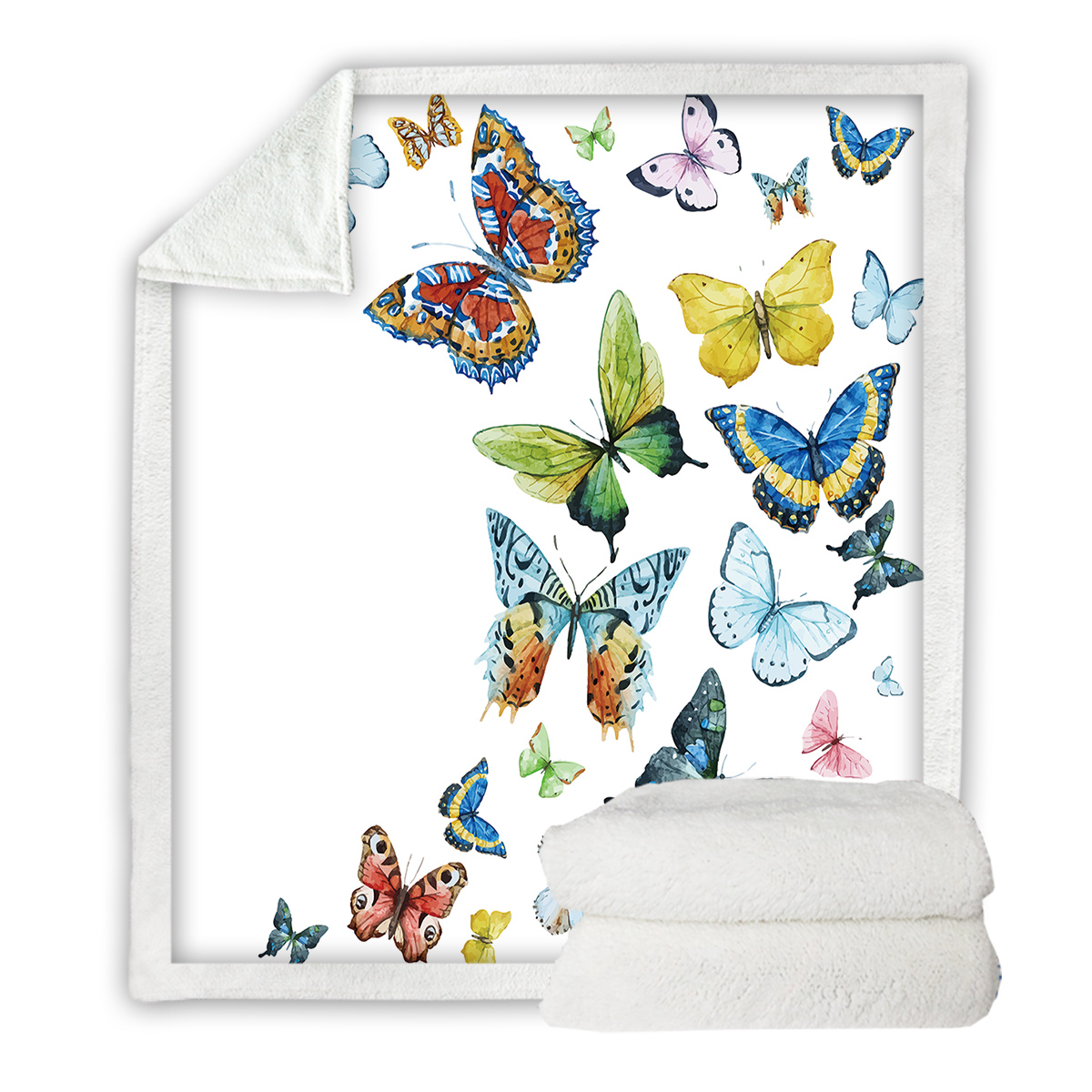 Colorful Butterfly Fluttering Printed Sherpa Fleece Blanket Soft Warm Air Conditioning Blanket For Adults Toddler Bedroom Decor Gifts 50x60 Inches 60x80 Inches — image 11