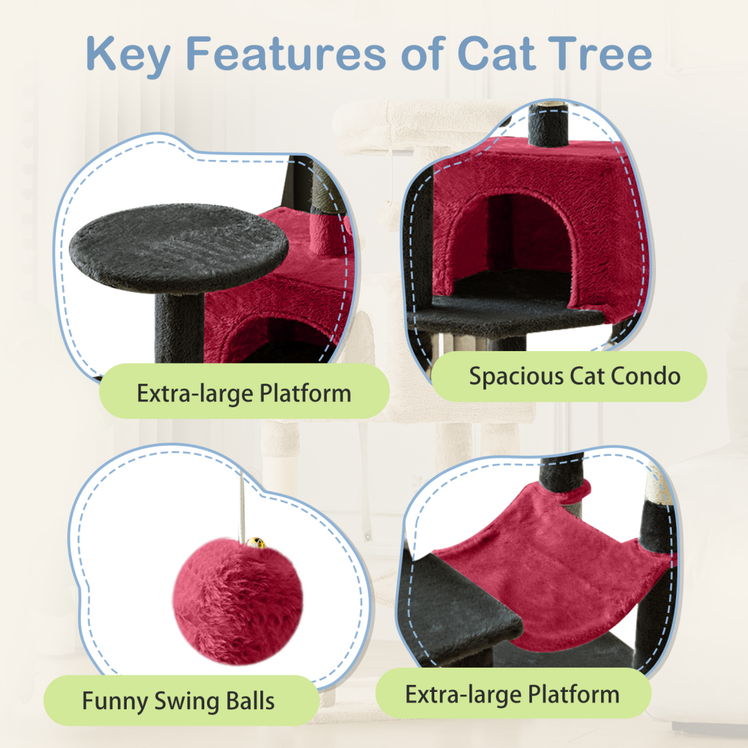 Torre para Gatos de Alto Rendimiento: Arbol Climático con Postes de Escarbar de Sisal Natural — imagen 18