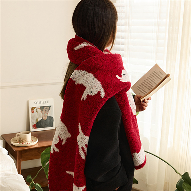 New Year Rabbit Blanket Sofa Blanket Scarf — image 2
