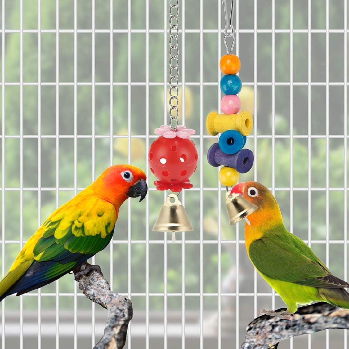 Juguetes para Pájaros: Colgantes y Trepar para Budgerigares Coloridos — imagen 6
