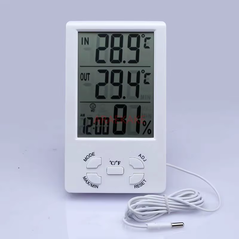 Termómetro de temperatura y humedad electrónica para interior y exterior, medidor de temperatura con memoria para acuario, termómetro de tanque de peces con cable de muestreo
