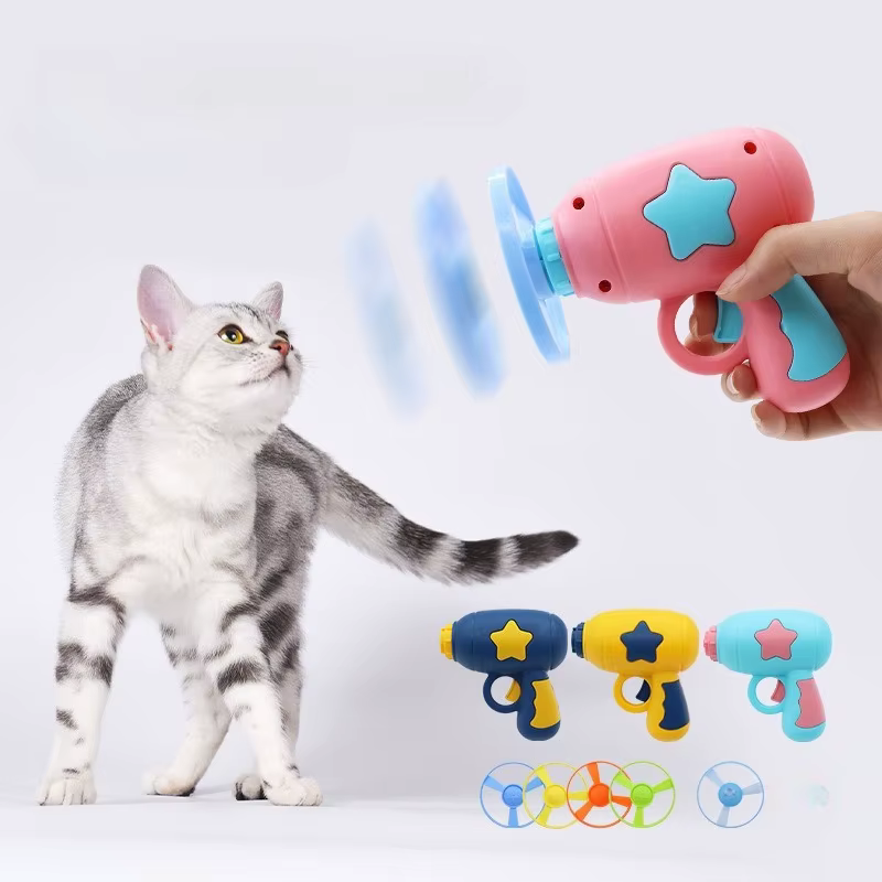 Juguete Interactivo Divertido para Gatos: Lanzador de Discos Voladores Mini, Arma de Disparo, Juegos de Persecución, Juguetes para Gatos, Suministros para Mascotas — imagen 2