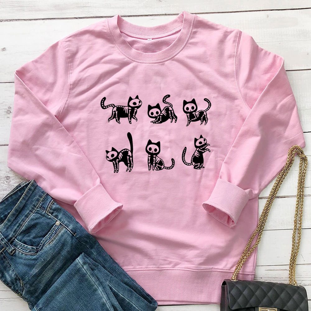 Skeleton Cat Printed Hoodie — image 7
