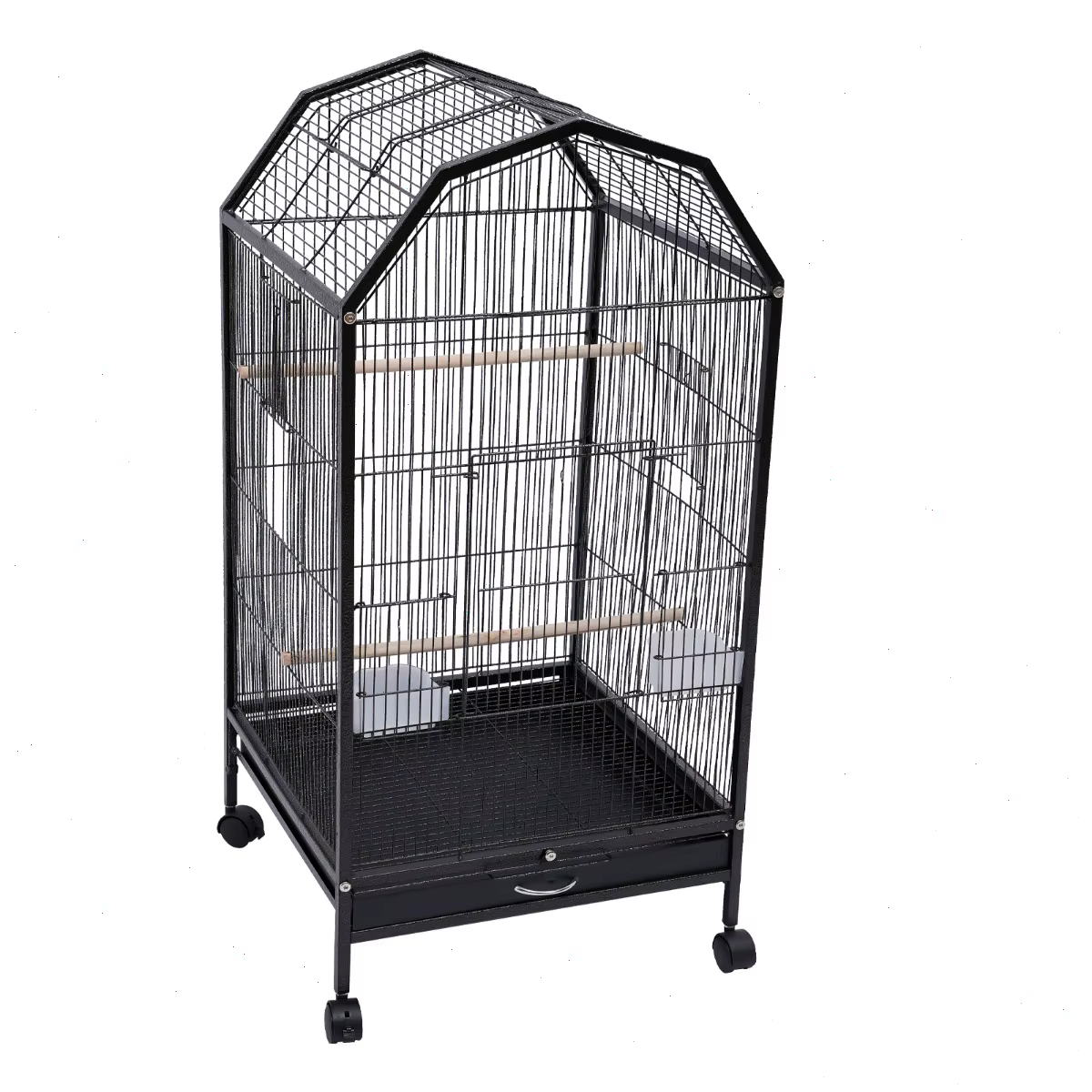 Caja para loros, granja de pájaros con estructura metálica resistente, visión total de 360°, anti-rusto y no tóxico, amplio 46x46x101.5 cm para amorí, canario — imagen 1