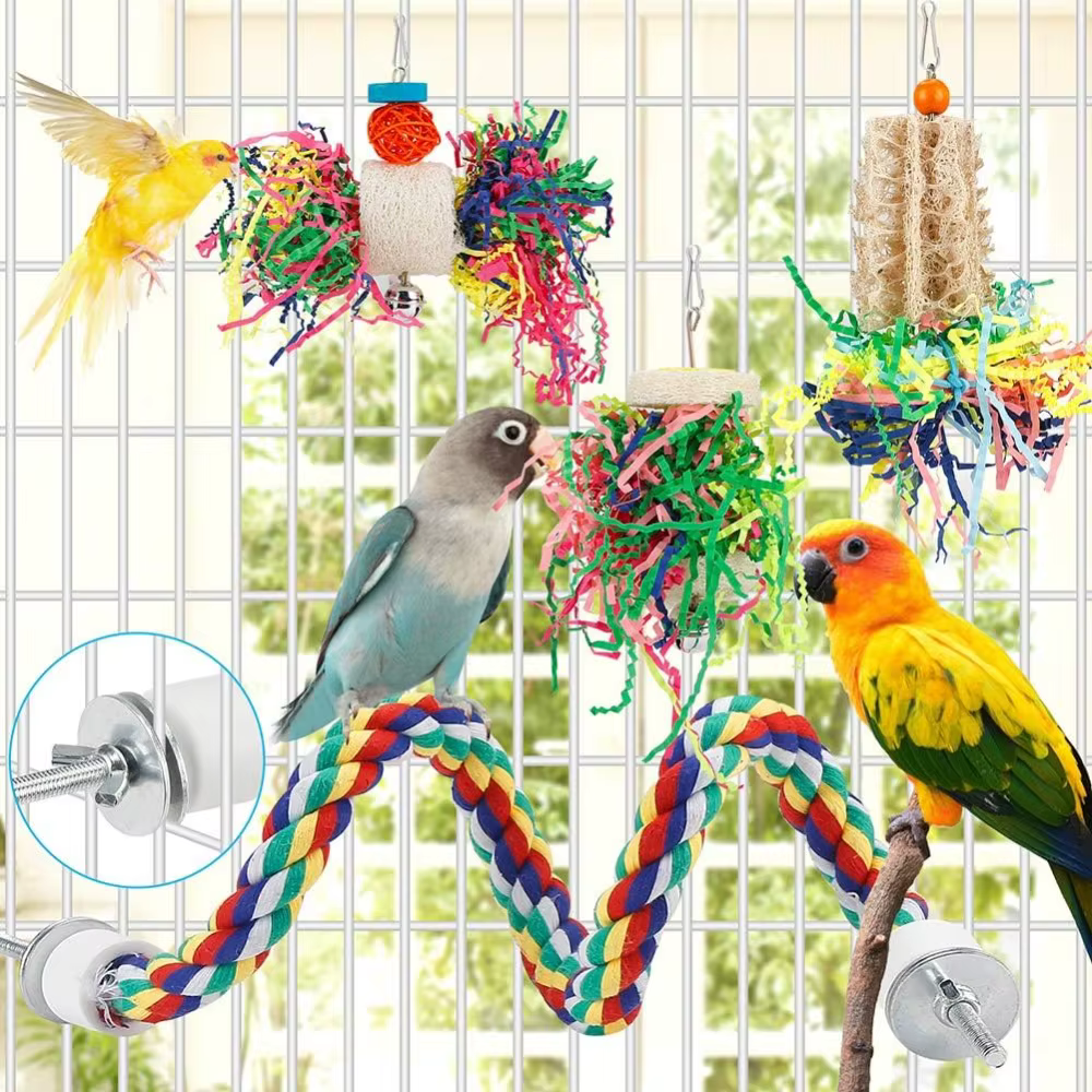 6 PIEZAS Juguetes de Papel para Picar y Forrajear para Aves Colgantes — imagen 4