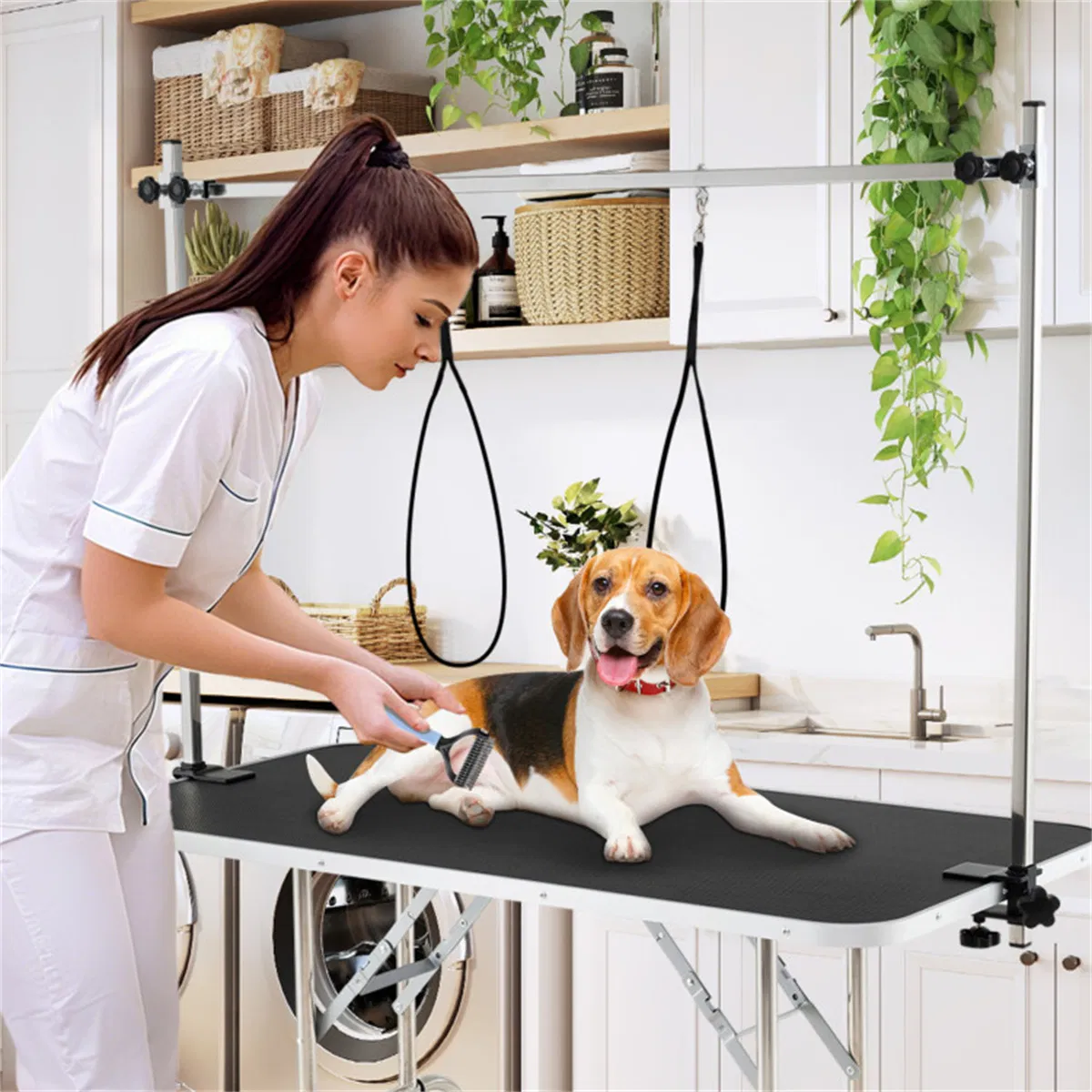 Foldable Pet Grooming Table with Adjustable H-shaped Arms, 330 LBS Capacity for Small-Large Dogs — image 10