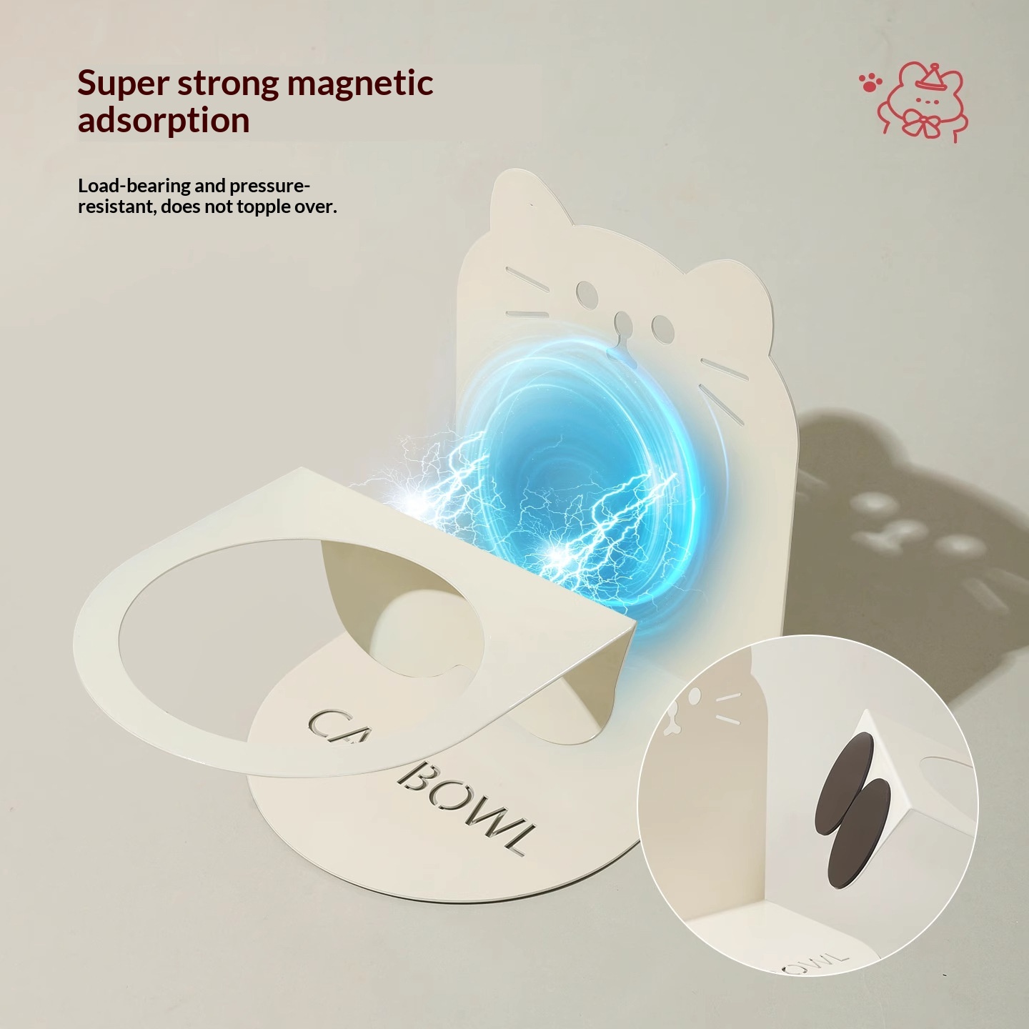 Comedor de Cerámica para Gatos con Piezas Altas y Magnético, Protección para la Columna Cervical — imagen 12