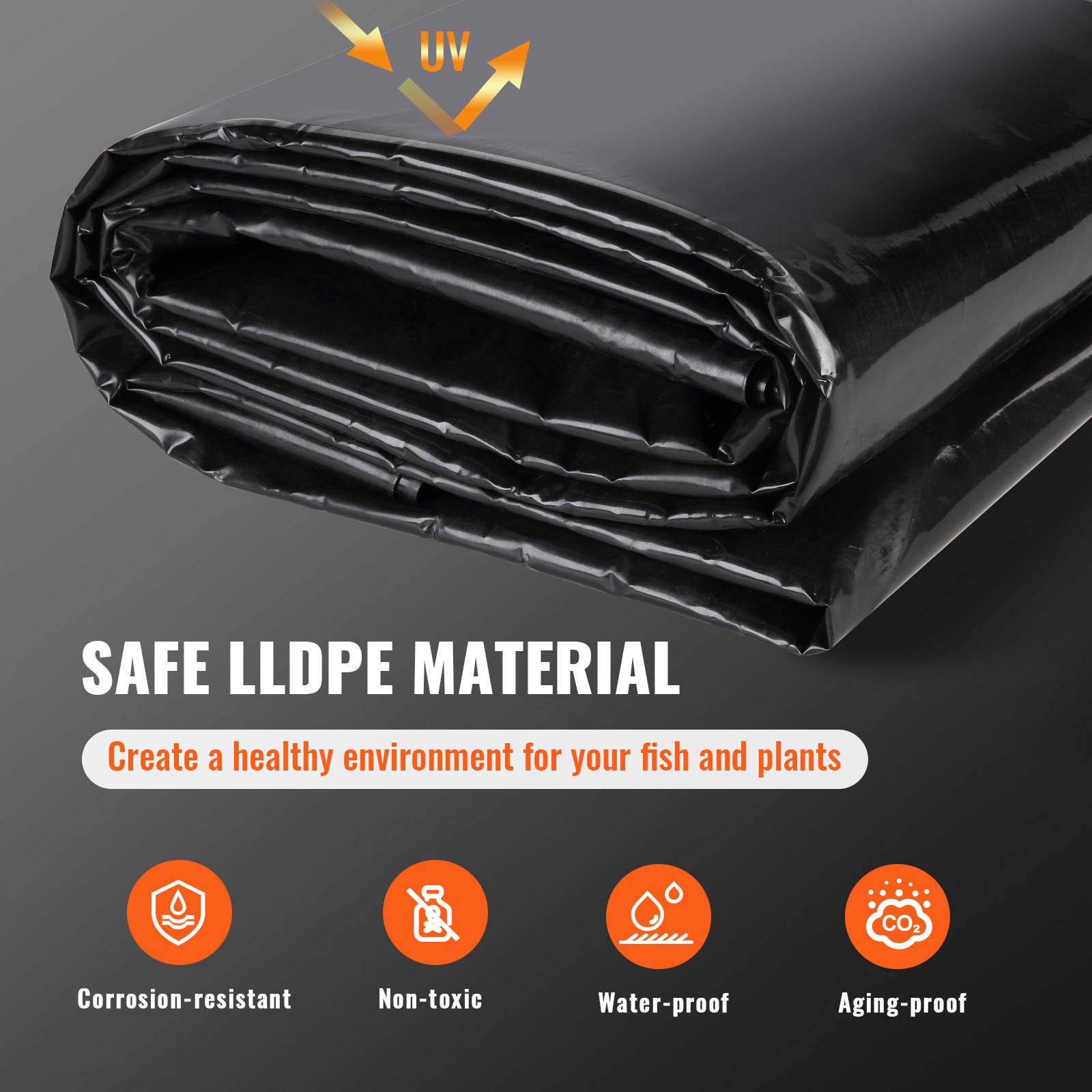 VEVOR Pond Liner, 10 X 13 Ft 20 Mil Thickness, Pliable LLDPE Material Pond Skins, Easy Cutting Underlayment For Fish Or Koi Ponds, Water Features, Waterfall Base, Fountains, Water Gardens, Black — image 6