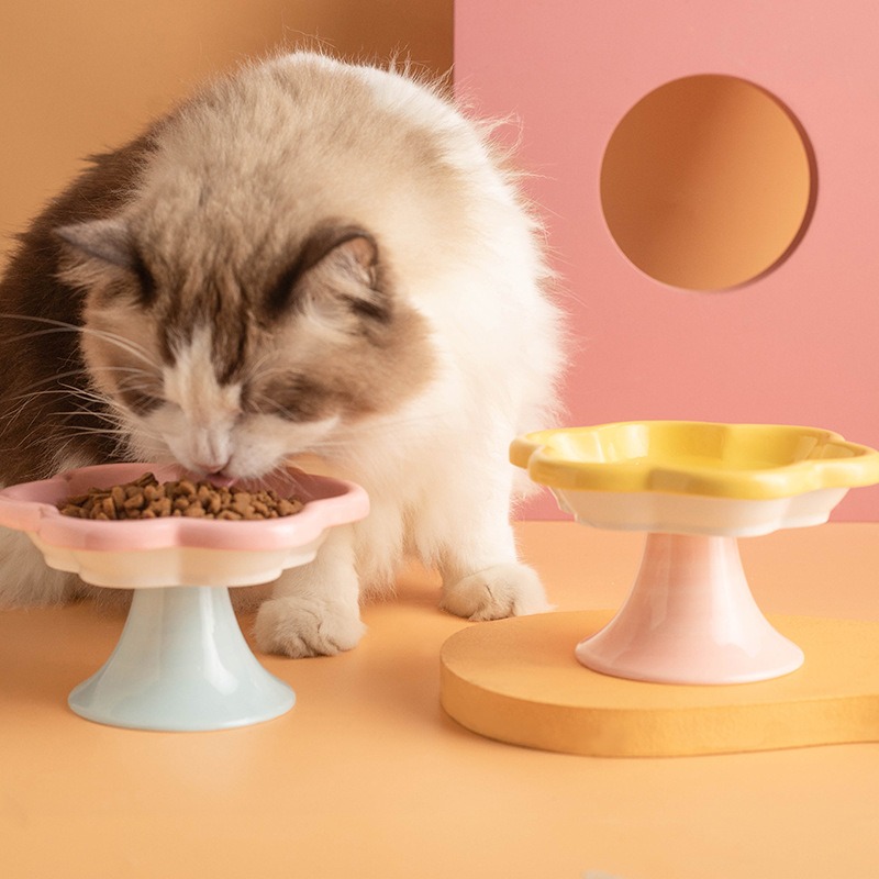 Creative Flower Ceramic Cat Bowl Cartoon Cat Bowl Anti Overturning Pet Cat Food Bowl Water Wrist Snack Plate Cat Can Plate — image 6