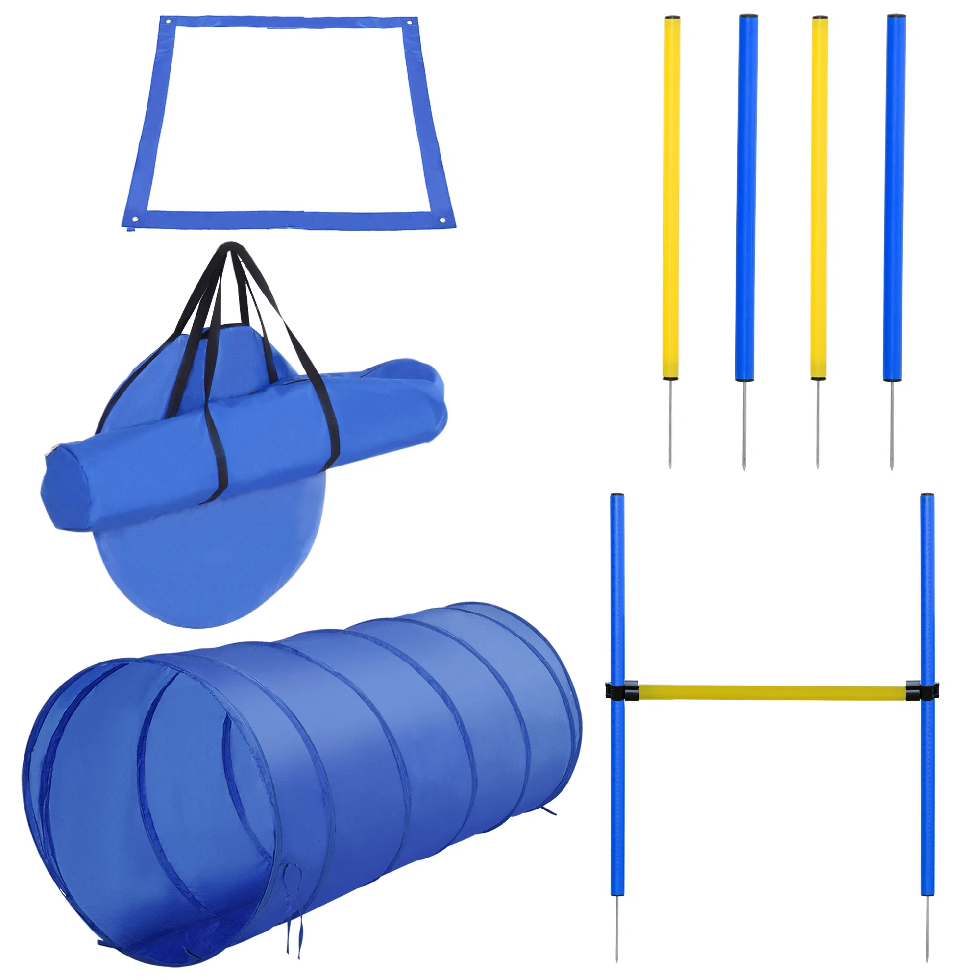 Dog Agility Starter Kit Pet Outdoor Exercise Training Set Tunnel 4 Weave Poles High Jumper — image 1
