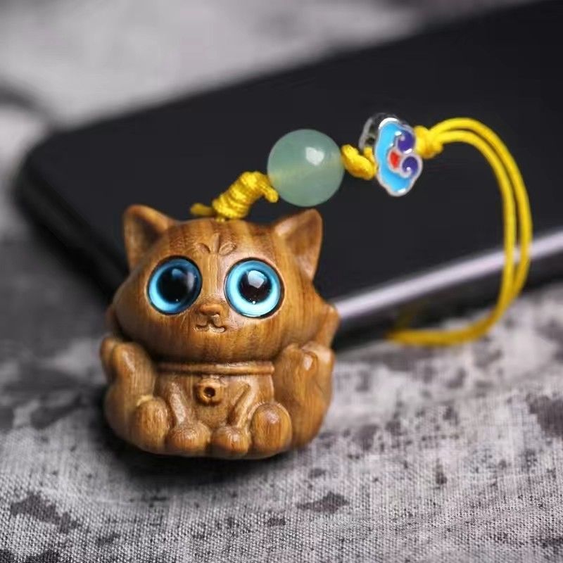 Sandalwood Kitten Ornaments Cute Hippo Mini Wooden Cat Play — image 14