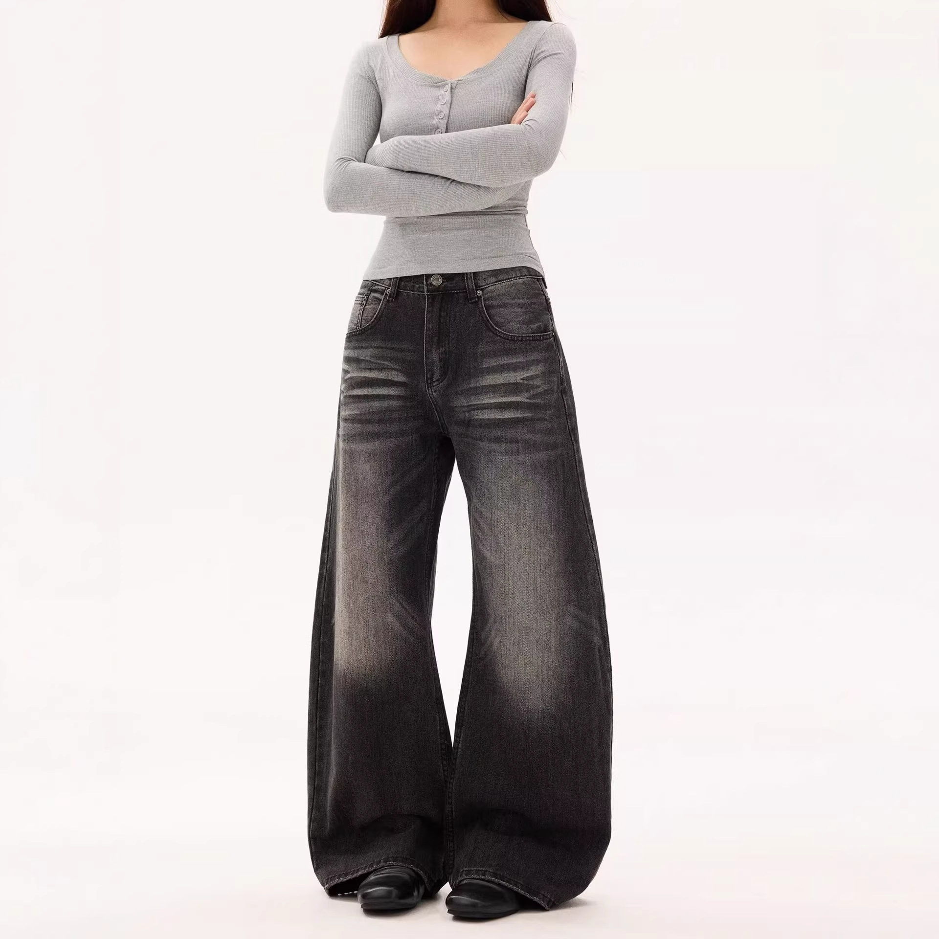 Pantalones de Jeans Relajados con Efecto Lava Gato — imagen 3