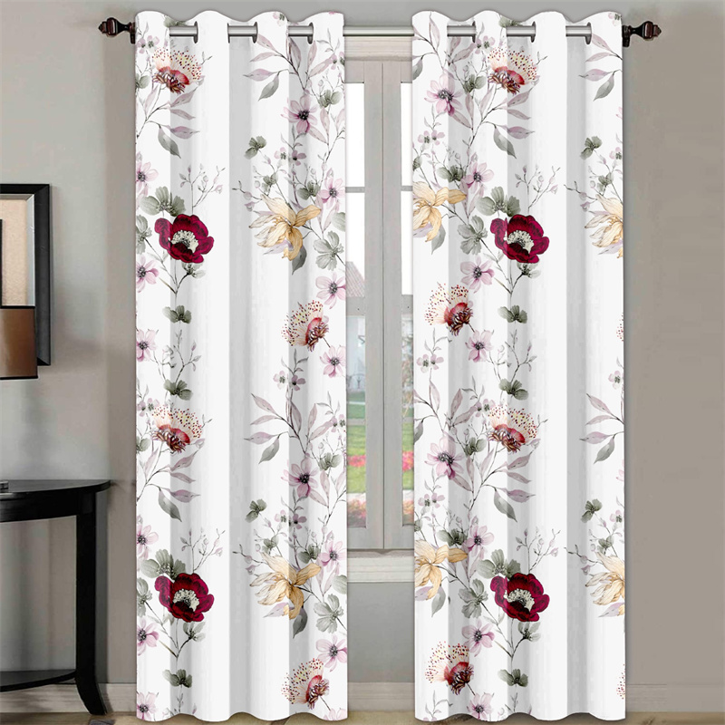 Conjunto de Cortinas de 6 Piezas - Diseño Estadounidense en Verde Salmón y Florales Botánicos con Filtración Suave, Paneles Semi-Transparentes con Topes de Grommet de 4 cm para Ventanas Pet-Friendly de Alta Densidad GSM — imagen 2