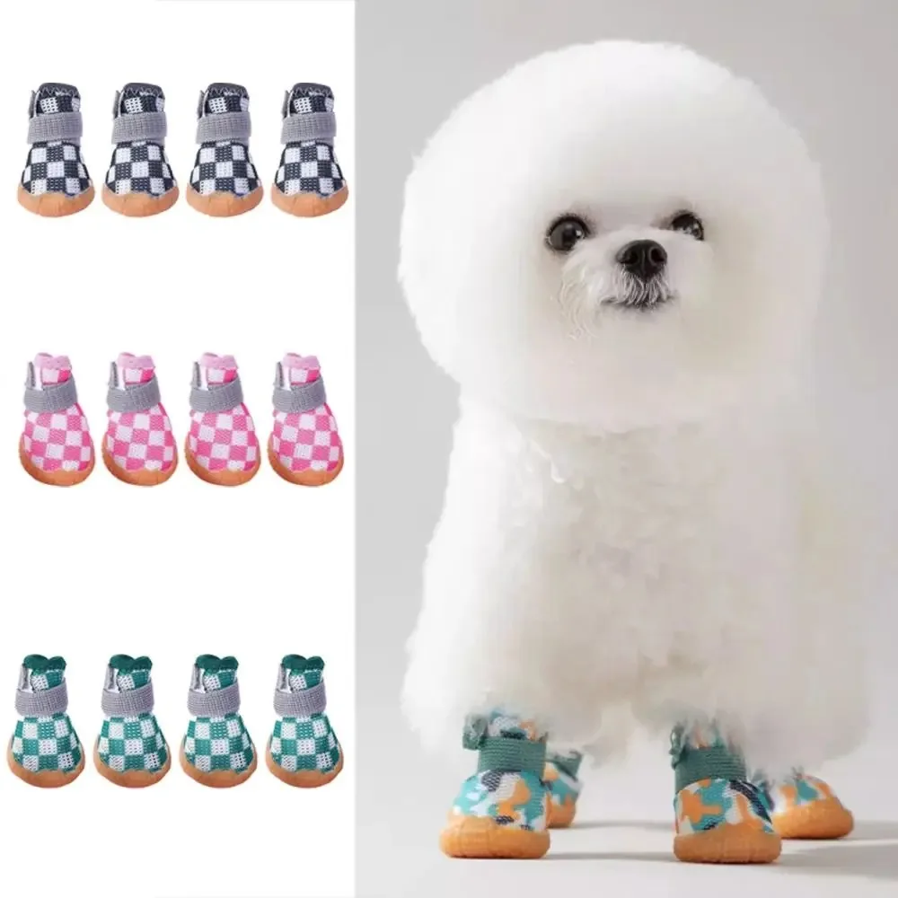 Set de 4 Piezas de Zapatos para Perro, Transpirables, Antideslizantes y Resistentes al Desgaste, Botas de Malla Hueca, Zapatos Suaves de Malla para Cachorros, Protectores de Patas — imagen 1
