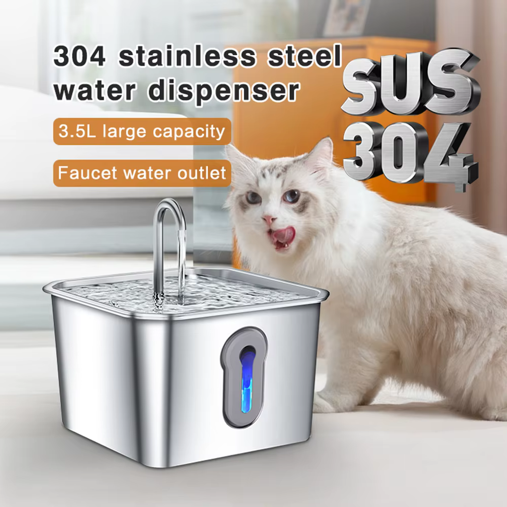 Stainless Steel Cat Water Fountain, 134oz/4L Automatic Pet Water Fountain With Ultra-Quiet Pump for Cats Dogs, Multiple Pets — image 2