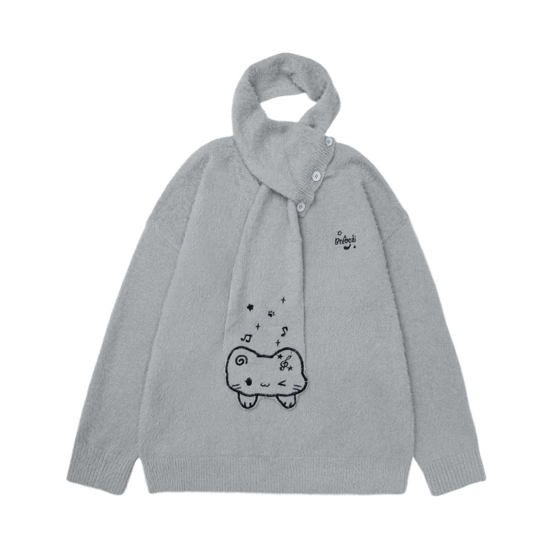 Simple pen cat embroidery sweater — image 7