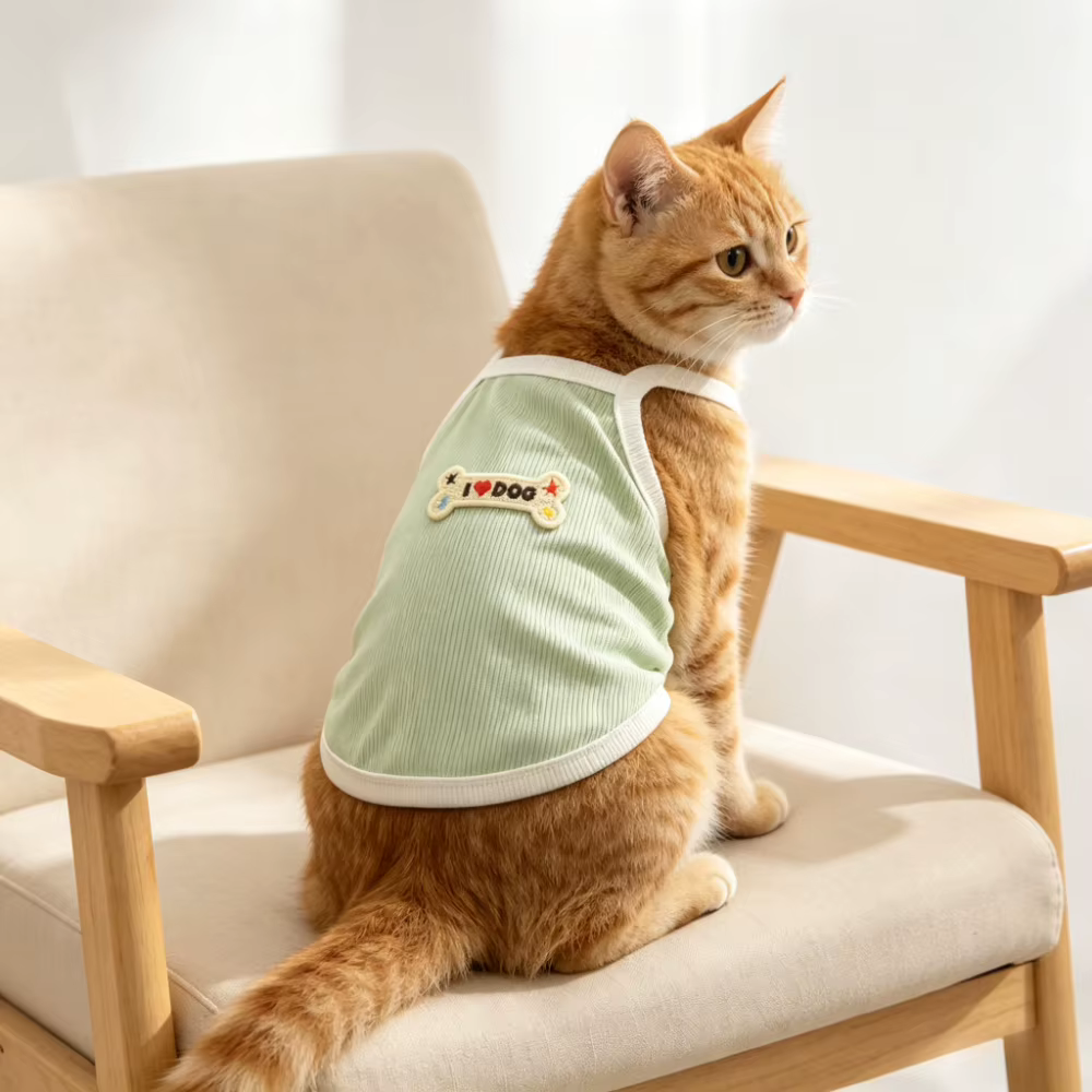 Piece Knit Decorative Breathable Striped Pet Tank Top Summer Lightweight Pet Clothing Comfortable Daily Wear Suitable for Small — image 2