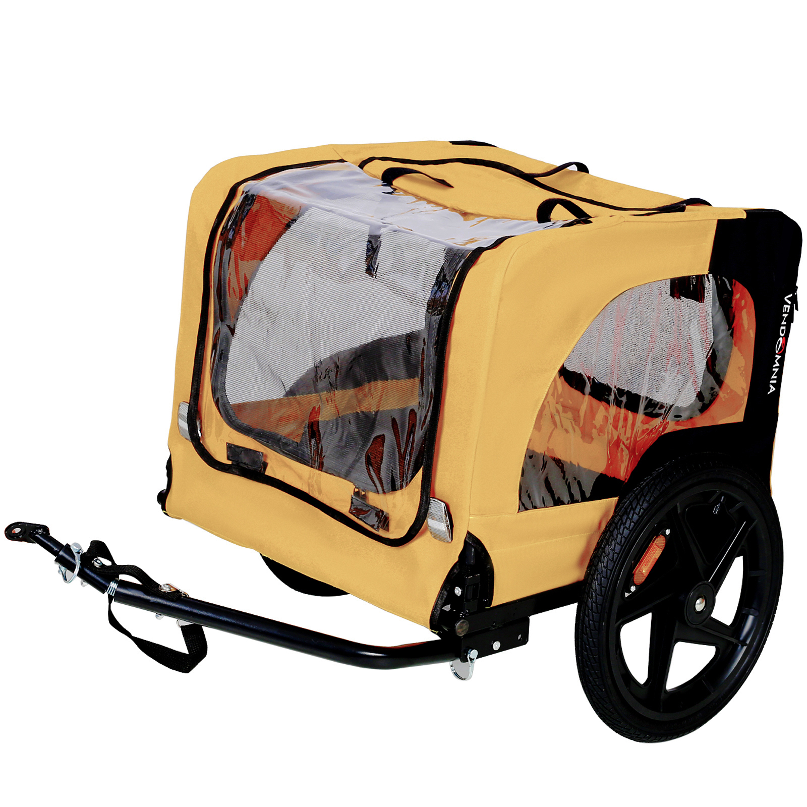 Yellow Outdoor Heavy Duty Foldable Practical Pet Stroller Dog Carrier With Bicycle Tow — image 4
