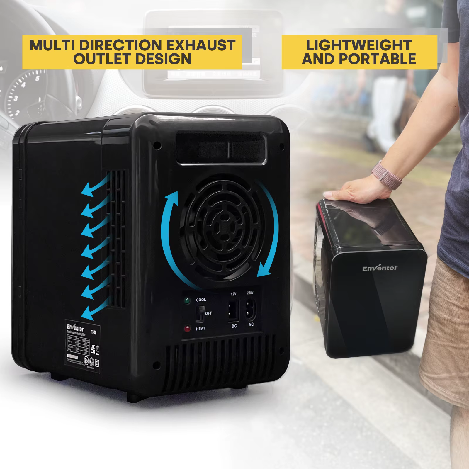 Enventor 4L Mini Refridgerator Portable Car Skincare Fridge Multi-functional Thermoelectric Cooler and Warmer For Summer Camping — image 5