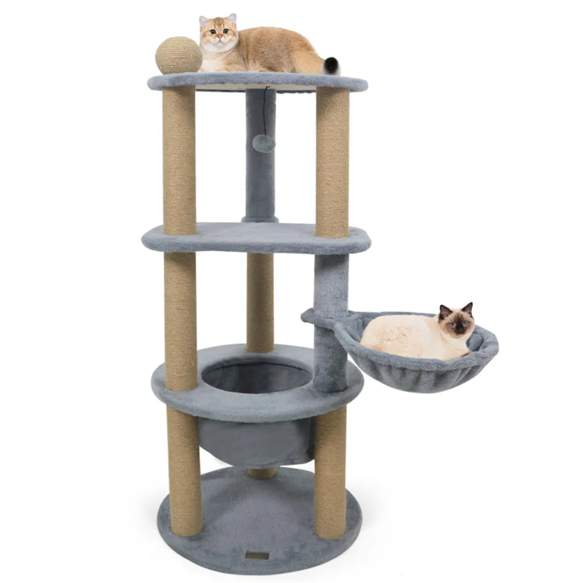 47" Cat Tower with Scratching Posts - Multi-Level Cat Tree for Relax & Play, Light Grey — image 1