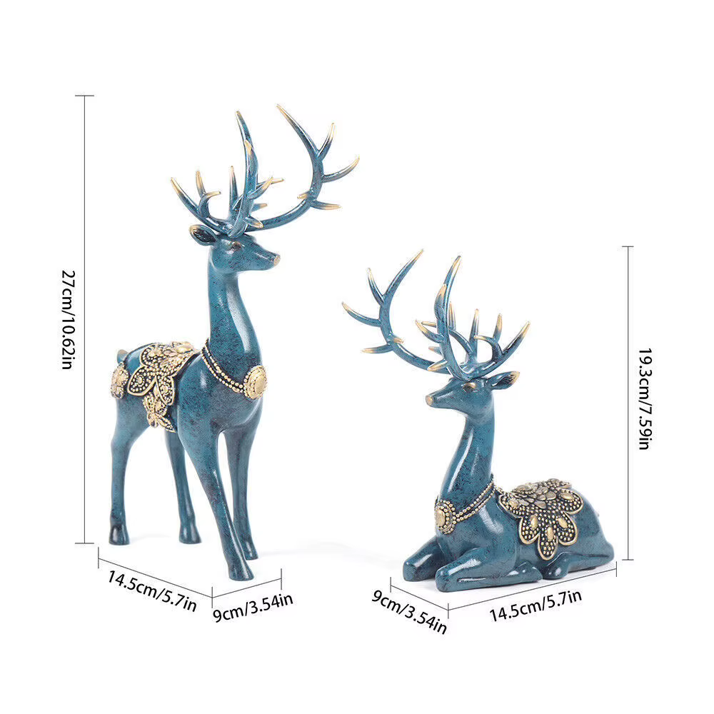 Figura de Ciervo Azul en Resina Retro Europeo: Estatua Decorativa para Salón, Mesa, Habitación y Recepción — imagen 2