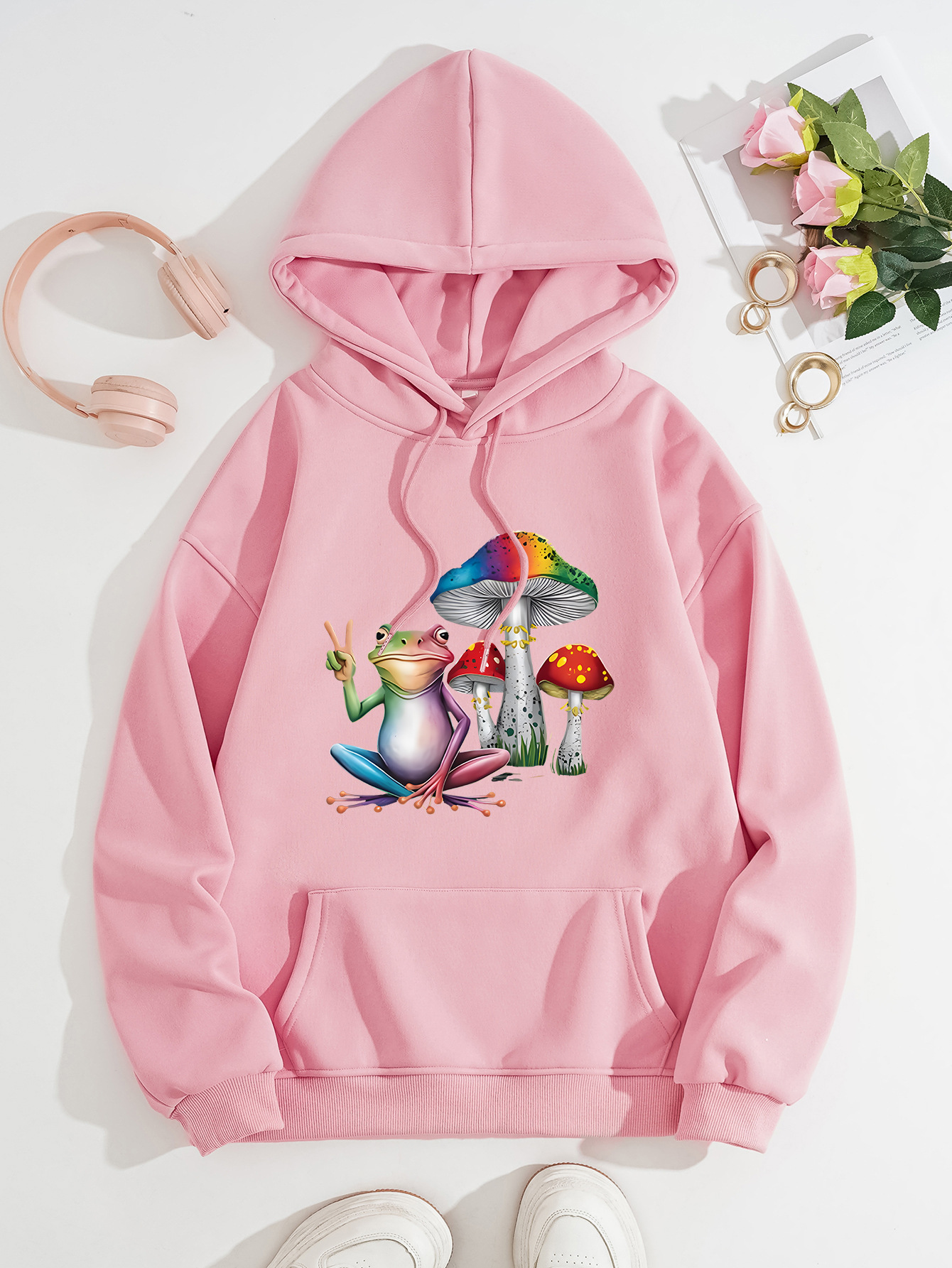 Mushroom Frog Comfortable Hoodie — imagen 8