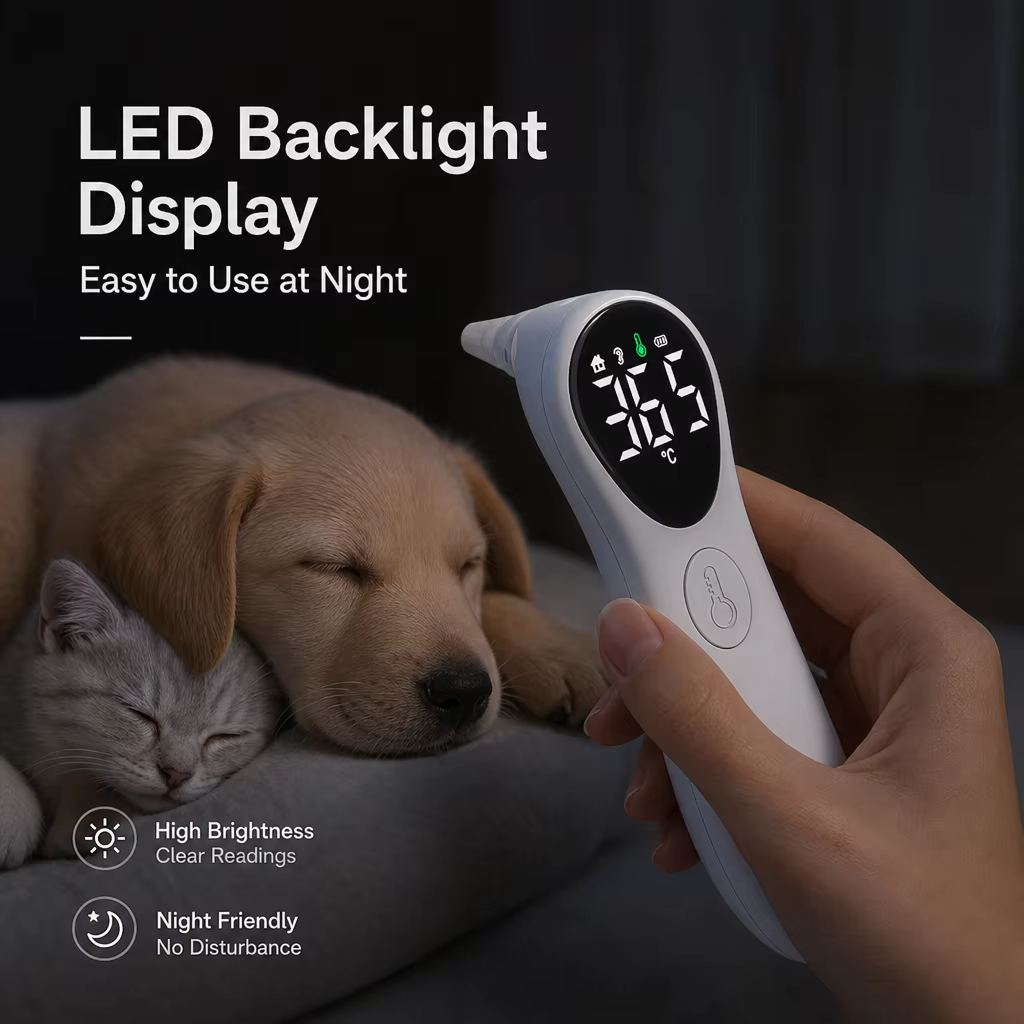 Termómetro de Oído para Mascotas AiQUE, Recargable, Pantalla Grande, Medición Rápida para Perros y Gatos, Equipo Médico Veterinario — imagen 6