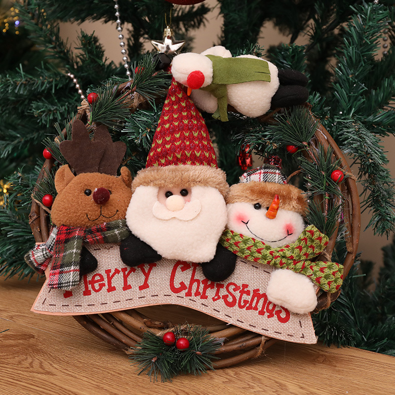 Christmas Vine Wreath Decoration Snowman Elderly Elk Vine Circle Pendant Scene Decoration Supplies — image 3