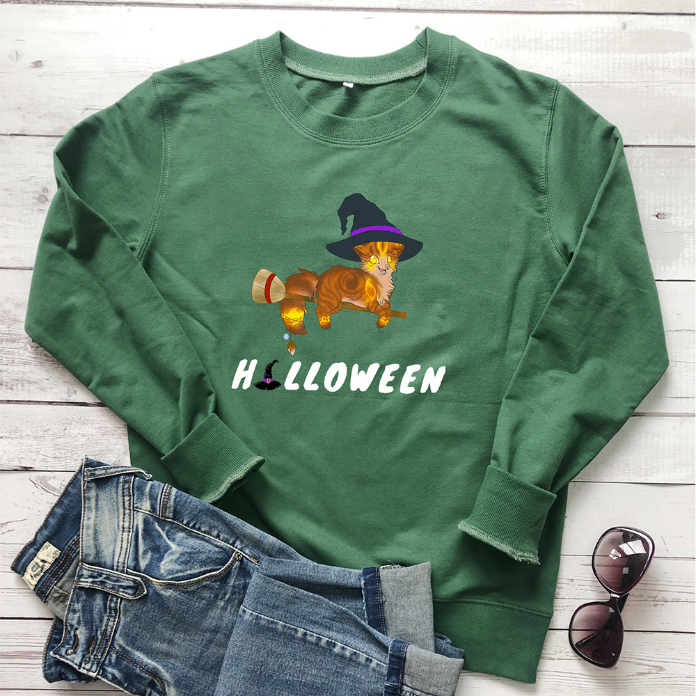 Halloween letter cat print pattern hoodie — image 6