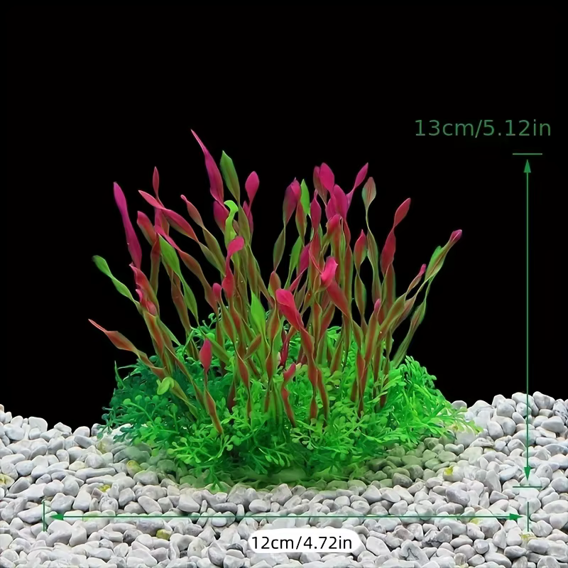 Decoración para pecera de acuario, plantas artificiales de plástico ornamentales, pasto acuático falso, decoración verde simulada — imagen 6
