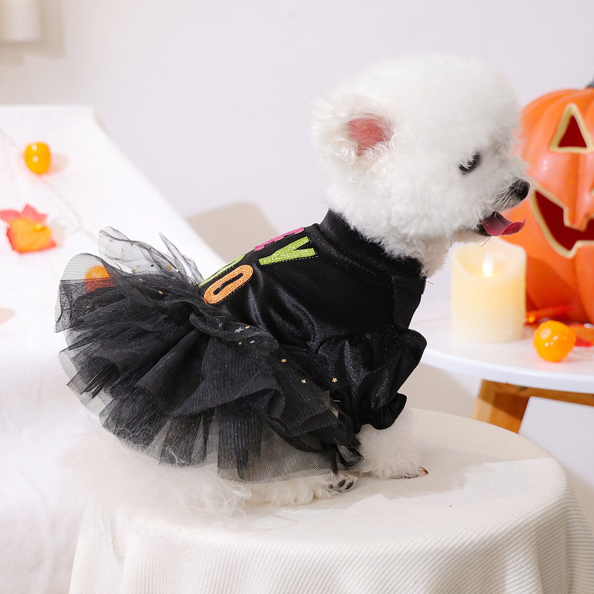 Pet Clothes Spring Autumn Small Dog Puppy Festival Outfit Halloween Tulle Dress — image 3