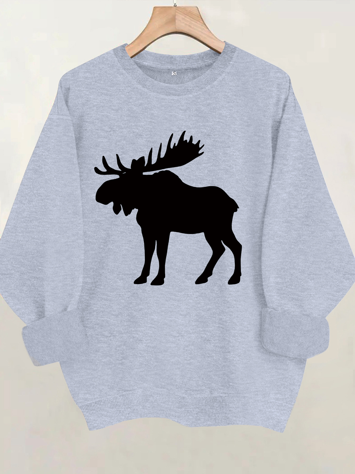 Deer head print round neck fleece hoodie — image 8