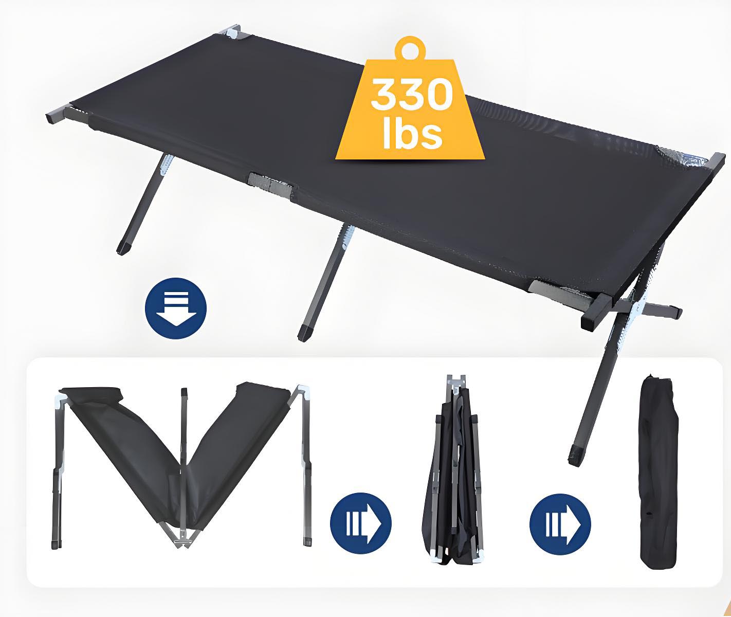 Marching Bed Outdoor Camping Bed, Foldable Lightweight Bed, Portable Camping Bed With Portable Bag, Suitable For Adult Hiking And Hunting Trips Black — image 2