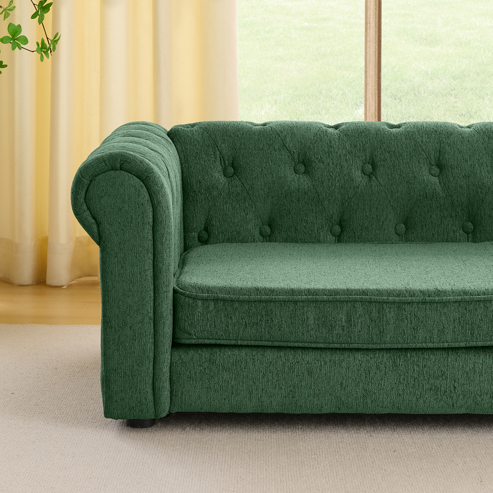Sofá para Perros Grande y Oversized Rectangular: Camilla Durable Elevada con Muestras de Lino Moderno - OLIVE GREEN — imagen 4
