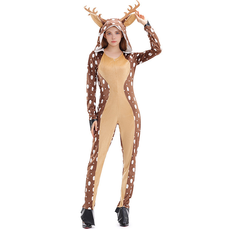 Christmas Costume Cosplay Cute Deer Animal Outfit Khaki Spotted Fawn Stage Performance Clothing — image 4