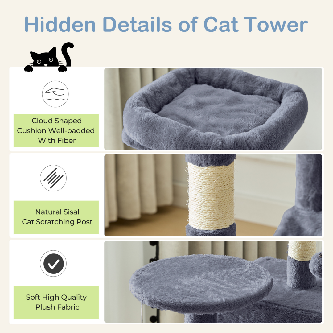 Torre para Gatos de Alto Rendimiento: Arbol Climático con Postes de Escarbar de Sisal Natural — imagen 22