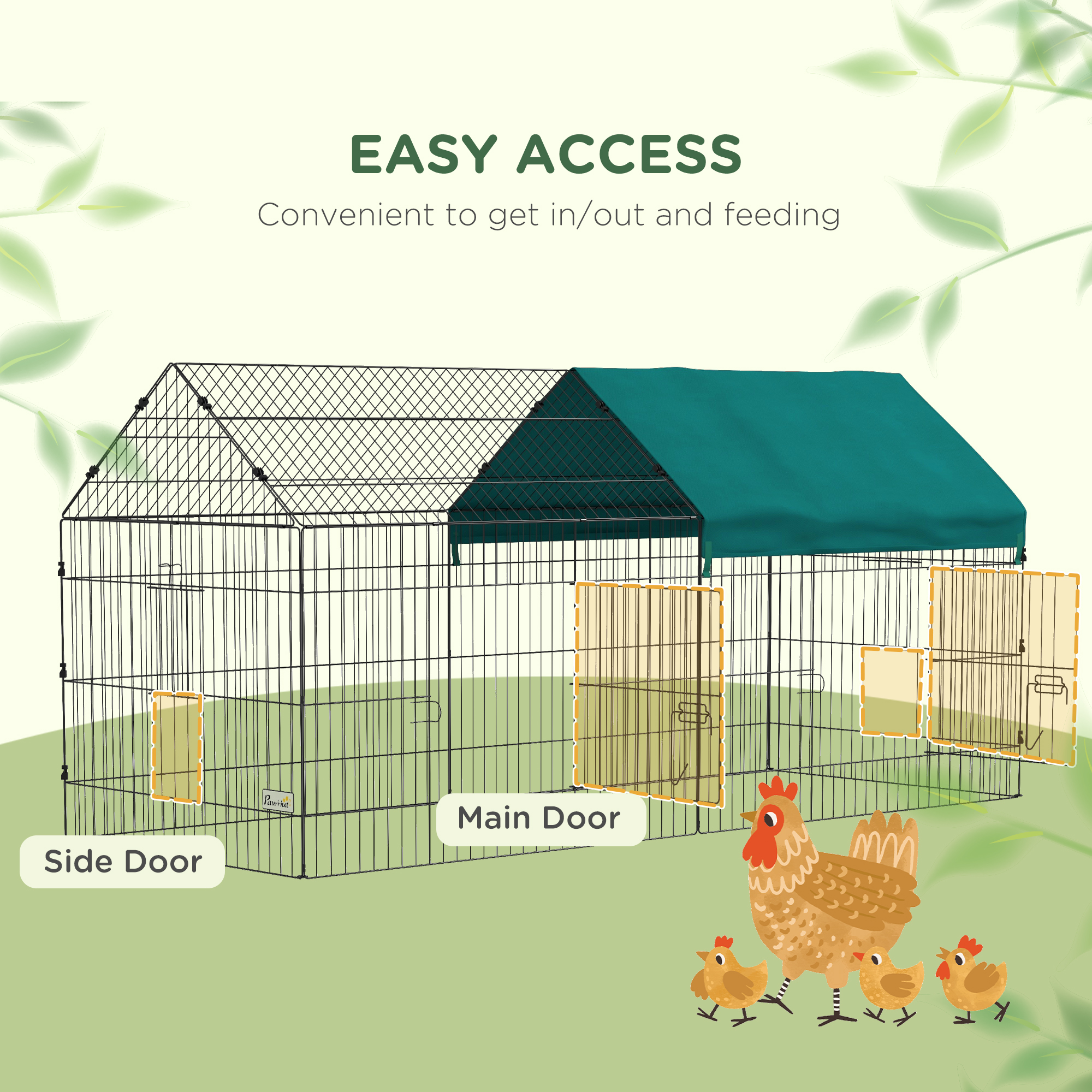 87" Small Animal Playpen with Roof for Rabbits, Chicken, Chinchillas for Indoor/Outdoor Use, Green — image 4