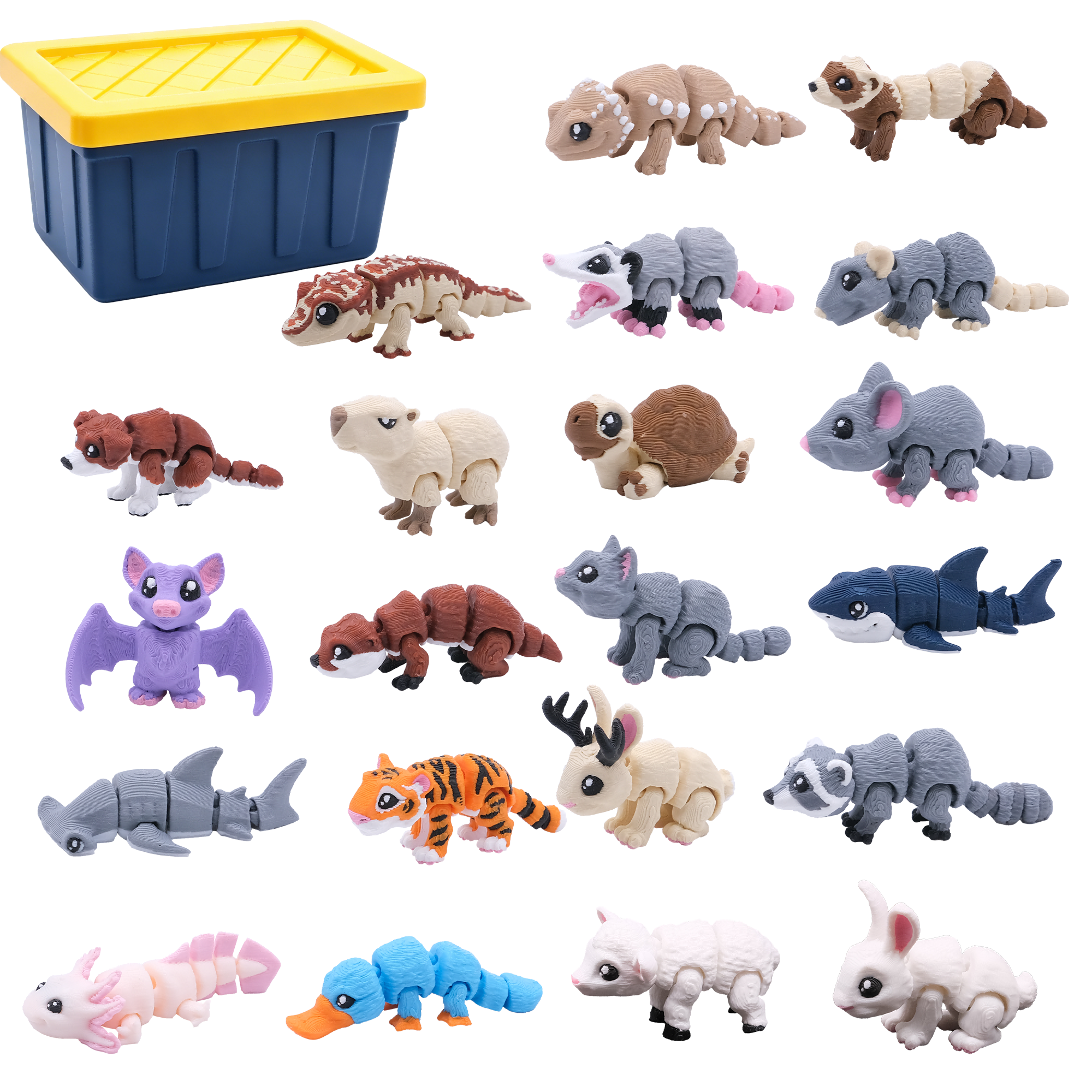 21PCS Mini Animal Figurines Set With Storage Box, 3D Printed Articulated Small Animal Collection, Desk Decor, Micro Landscape Ornaments, Gift Set — image 4